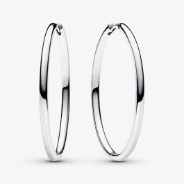 PANDORA 293336C00 Moments Silver 40mm Charm Hoop Earrings - thbaker.co.uk