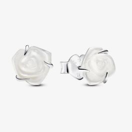 PANDORA 293209C01 White Rose In Bloom Stud Earrings - thbaker.co.uk