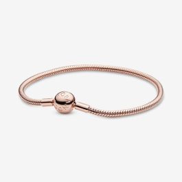 PANDORA 580728 Moments 14ct Rose Gold Plated Snake Chain Bracelet ...