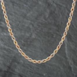 Second Hand 9ct Three Colour Gold Twisted 16 Inch Rope Chain 41021080 ...