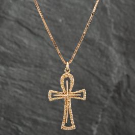 Second Hand 9ct Yellow Gold Cross Pendant & 20 Inch Box Chain 41141287 ...