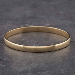Second Hand 9ct Yellow Gold Solid Oval Standard Plain Bangle 41211091 ...