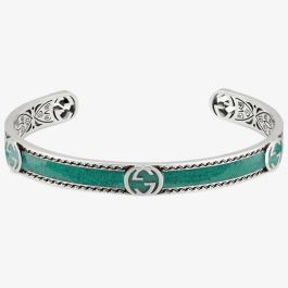 アクセサリー GUCCI Mint Interlocking GG Bangle 925 Gucci YBA645570001 Interlocking 'G' Turquoise Enamel Bangle
