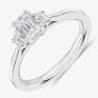 Platinum 0.75ct Certificated Emerald Cut Diamond Three Stone Ring TRL32419