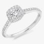 Platinum 0.48ct Certificated Cushion Cut Diamond Shoulder Set Halo Ring ENG4048SMT