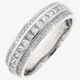 18ct White Gold Princess & Round Diamond Three Row Ring B755