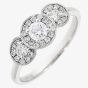 18ct White Gold 0.45ct Diamond Triple Cluster Ring 14989W15