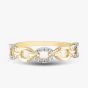 9ct Yellow Gold 0.05ct Brilliant Cut Diamond Oval Linked Ring THR29151-05GR (YG)