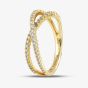 14ct Yellow Gold 0.35ct Brilliant Cut Diamond Crossover Ring 537636 585/GG O