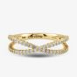 14ct Yellow Gold 0.35ct Brilliant Cut Diamond Crossover Ring 537636 585/GG O
