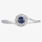 9ct White Gold Sapphire Diamond Cluster Twist Ring OJR0436-BS 9KW 
