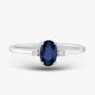 9ct White Gold 0.60ct Oval Cut Sapphire & 0.03ct Diamond Shoulder Set Solataire Ring THR40125-SD (WG)