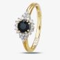 9ct Yellow Gold Sapphire and Diamond Cluster Ring OJR0265-BS-9KY
