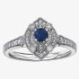 9ct White Gold Sapphire and Diamond Vintage Marquise Cluster Ring 30246WG/50-9 SAPH