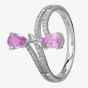 9ct White Gold Twin  Pear-cut Pink Sapphire and Diamond Dress Ring OJR0121C-PS