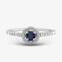  9ct White Gold Sapphire & Diamond Halo Ring OJR1701-BS 
