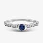 9ct White Gold Sapphire & 0.12ct Diamond Shoulder Set Solitaire Ring OJR1704-BS