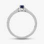 9ct White Gold Sapphire & 0.12ct Diamond Shoulder Set Solitaire Ring OJR1704-BS
