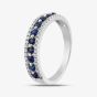 9ct White Gold Sapphire & Diamond Three Row Half Eternity Ring PR10669 SA