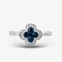 9ct White Gold Sapphire & Diamond Quatrefoil Shaped Cluster Ring PR10950 SA
