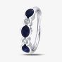 9ct White Gold 0.60ct Sapphire & Diamond Rubover Half Eternity Ring 8910/9Y/DQ10S