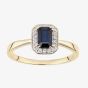 9ct Yellow Gold Blue Sapphire Diamond Cluster Ring DR1619YSA