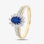 9ct Yellow Gold Sapphire 0.10ct Diamond Cluster Ring PR04767y SA