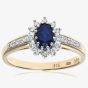 9ct Yellow Gold Sapphire 0.10ct Diamond Cluster Ring PR04767y SA
