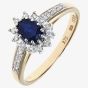 9ct Yellow Gold Sapphire 0.10ct Diamond Cluster Ring PR04767y SA
