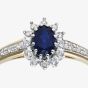 9ct Yellow Gold Sapphire 0.10ct Diamond Cluster Ring PR04767y SA