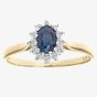 9ct Yellow Gold Sapphire & 0.10ct Diamond Cluster Ring PR05244Y SA