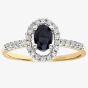 9ct Yellow Gold Blue Sapphire Oval Cluster 0.25ct Diamond Ring PR05647Y SA