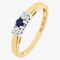 9ct Yellow Gold Three Stone Blue Sapphire 0.15ct Diamond Ring PR06007Y SA