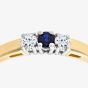 9ct Yellow Gold Three Stone Blue Sapphire 0.15ct Diamond Ring PR06007Y SA