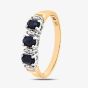 9ct Yellow Gold Three Oval Sapphire Stone 0.04ct Diamond Half Ring PR06491Y SA