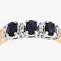 9ct Yellow Gold Three Oval Sapphire Stone 0.04ct Diamond Half Ring PR06491Y SA