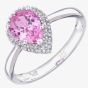 9ct White Gold Pink Sapphire & Diamond Pear Shaped Cluster Ring PR07331WCPSA