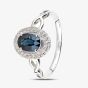 9ct White Gold Oval Sapphire & 0.20ct Diamond Halo Ring DR1688WSA