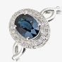 9ct White Gold Oval Sapphire & 0.20ct Diamond Halo Ring DR1688WSA