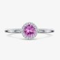 Geoghegan Cannele 18ct White Gold Pink Sapphire & Diamond Halo Cluster Ring CAN56/W