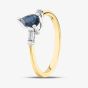 18ct Yellow Gold Pear Cut Sapphire & Baguette Cut Diamond Shoulder Set Solitaire Ring 18DR277Y-SAP L