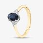 18ct Yellow Gold Oval Cut Sapphire & Trillion Cut Diamond Three Stone Ring R12893Y-SAP M
