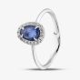 18ct White Gold 0.78ct Sapphire & 0.11ct Diamond Cluster Ring NTX1640 18KW