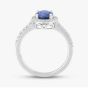 18ct White Gold Sapphire & Brilliant Cut Diamond Shoulder Set Halo Ring R39073GW18SA