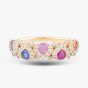 18ct Rose Gold Brilliant Cut Sapphire, Ruby & Diamond Half Eternity Ring R39152KP18V 18KR
