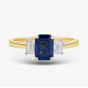 18ct Yellow Gold Emerald Cut Sapphire & Diamond Shoulder Set Solitaire Ring 20191G14 M