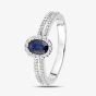 18ct White Gold Oval Sapphire & 0.20ct Diamond Halo Ring DR1615W18SA