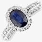 18ct White Gold Oval Sapphire & 0.20ct Diamond Halo Ring DR1615W18SA