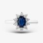 18ct White Gold 0.94ct Oval Cut Sapphire & Diamond Cluster Ring BZCJ N
