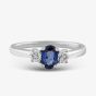  18ct White Gold 0.27ct Sapphire & Diamond Shoulder Set Solitaire Ring BHGJ SAP N